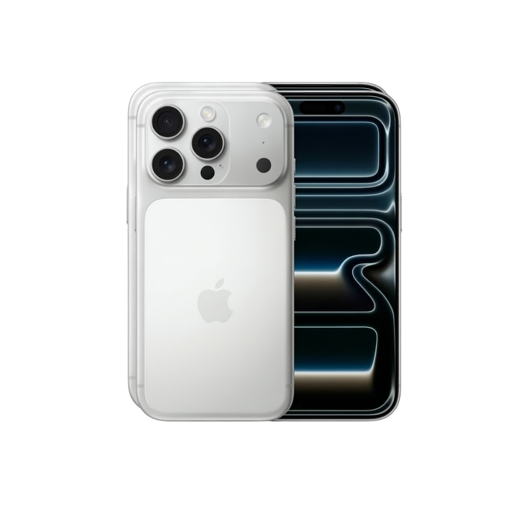 iPhone 17 Pro 256GB color blanco visto de frente y dorso con sistema de triple cámara.